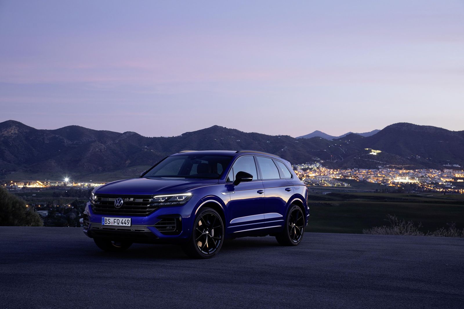 Luxury Blue SUV at Dusk Wall Art