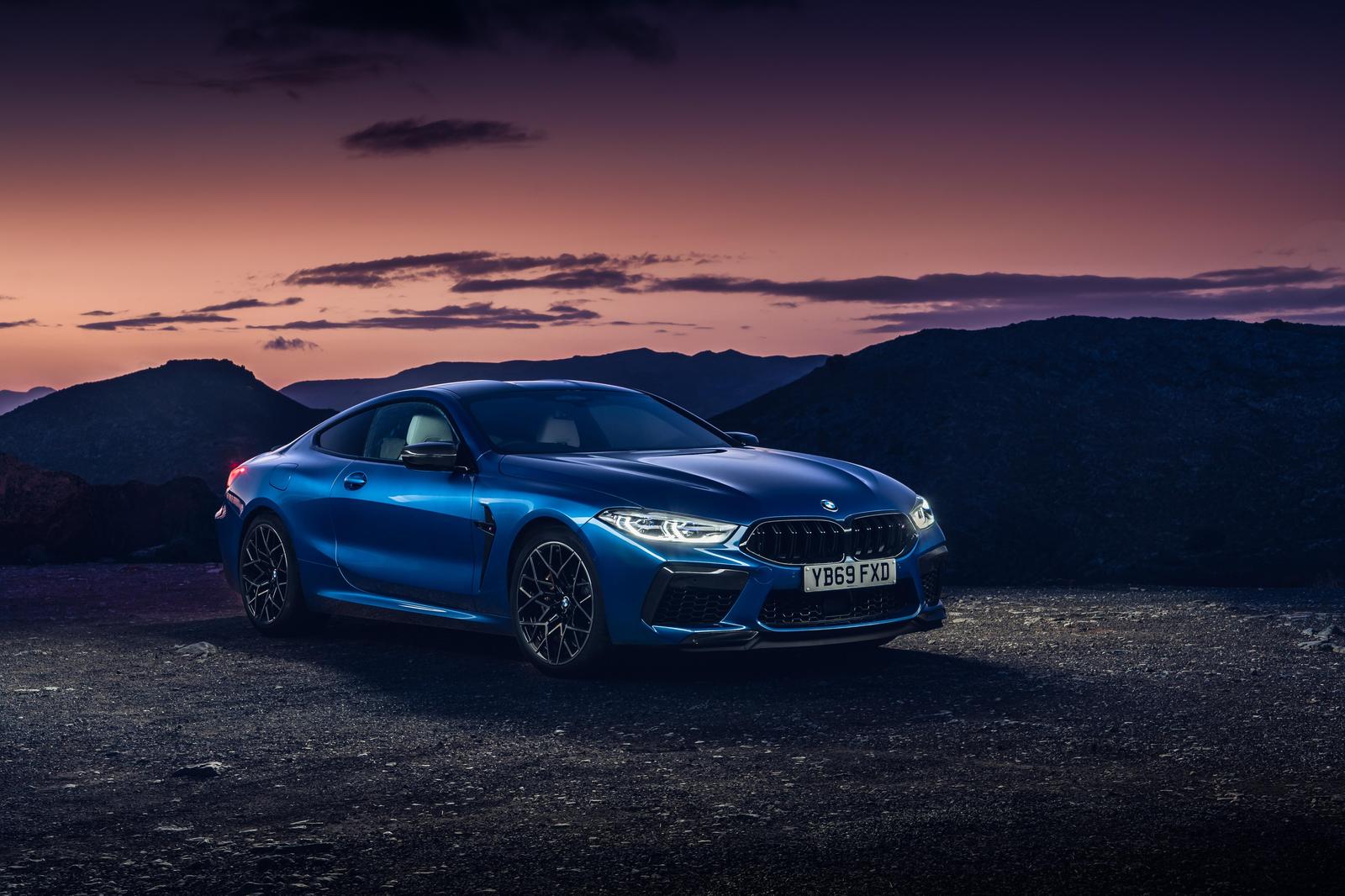 Luxury Blue Car Sunset Landscape Wall Art