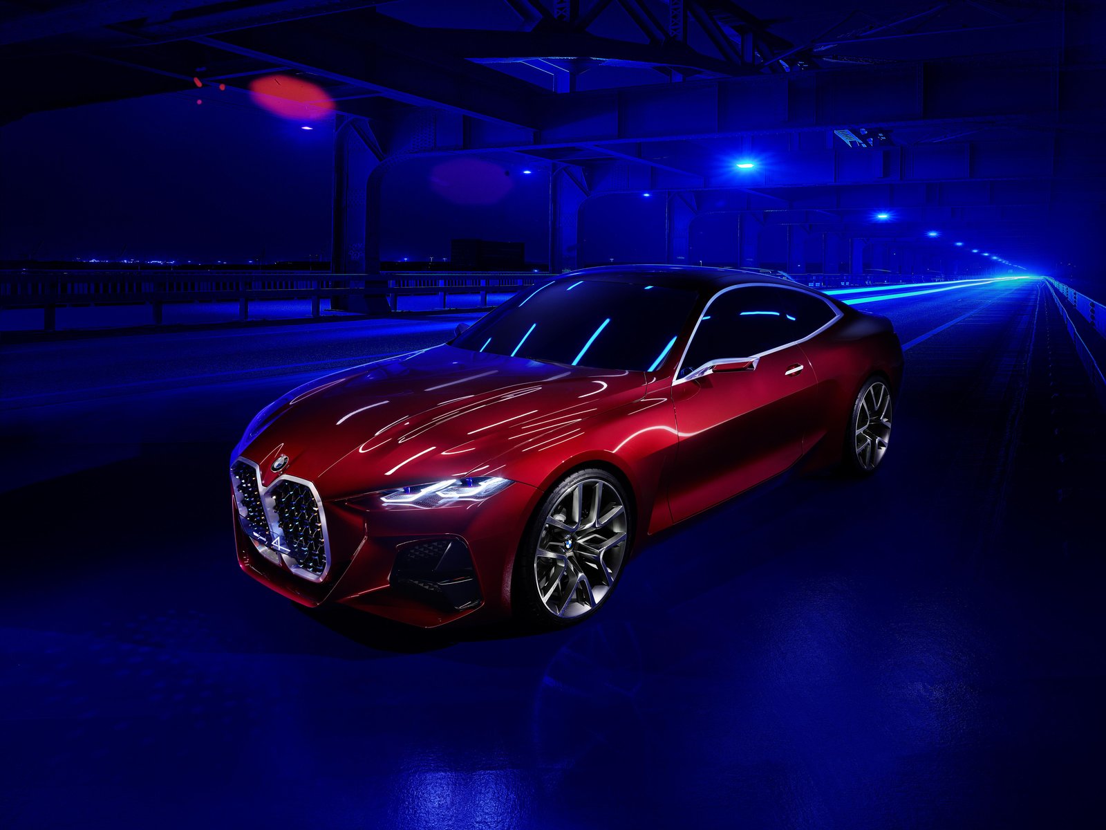 Sleek Red Coupe Night Drive Wall Art
