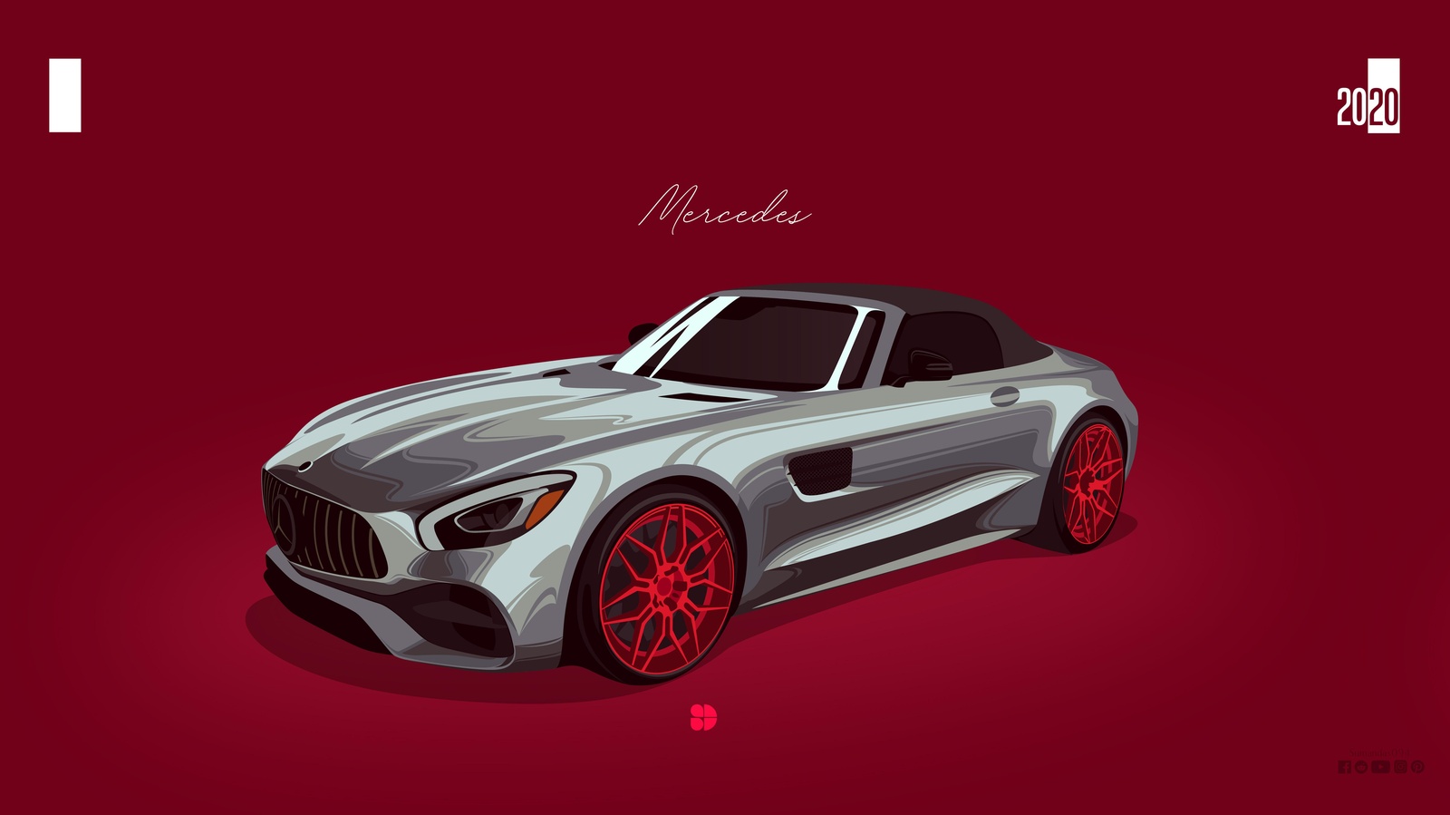 Sleek Silver Mercedes Convertible Wall Art