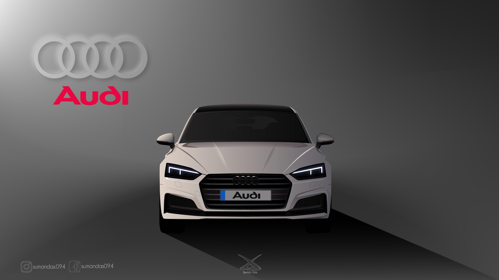 Sleek White Audi A5 Front View Wall Art