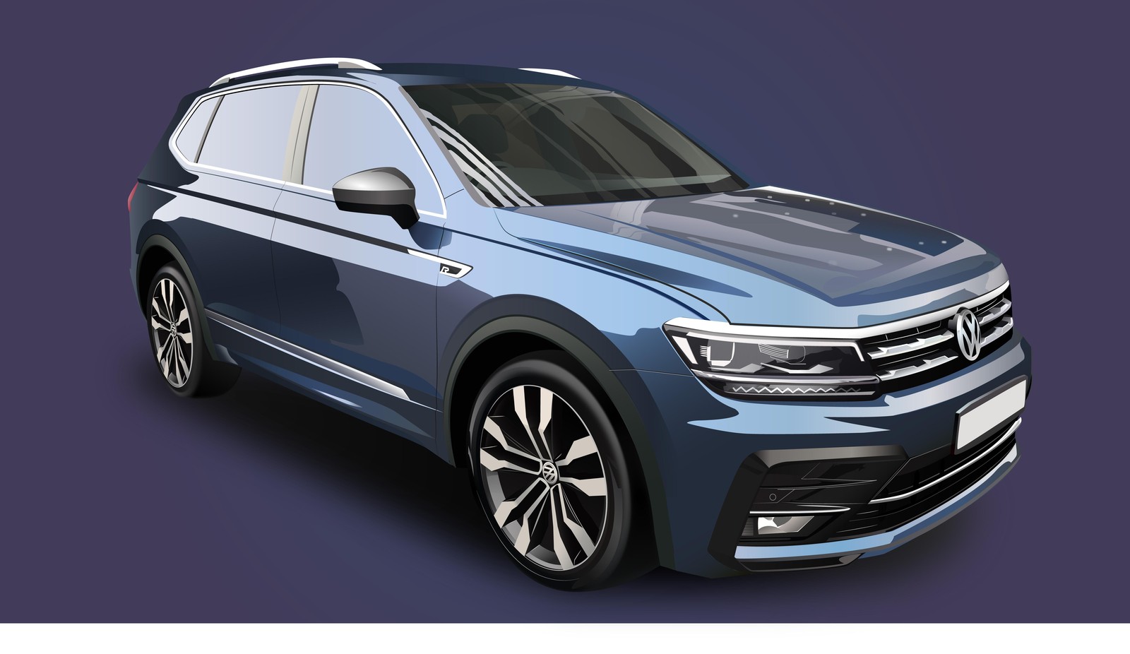 Sleek Blue SUV "R" Line Art Wall Art