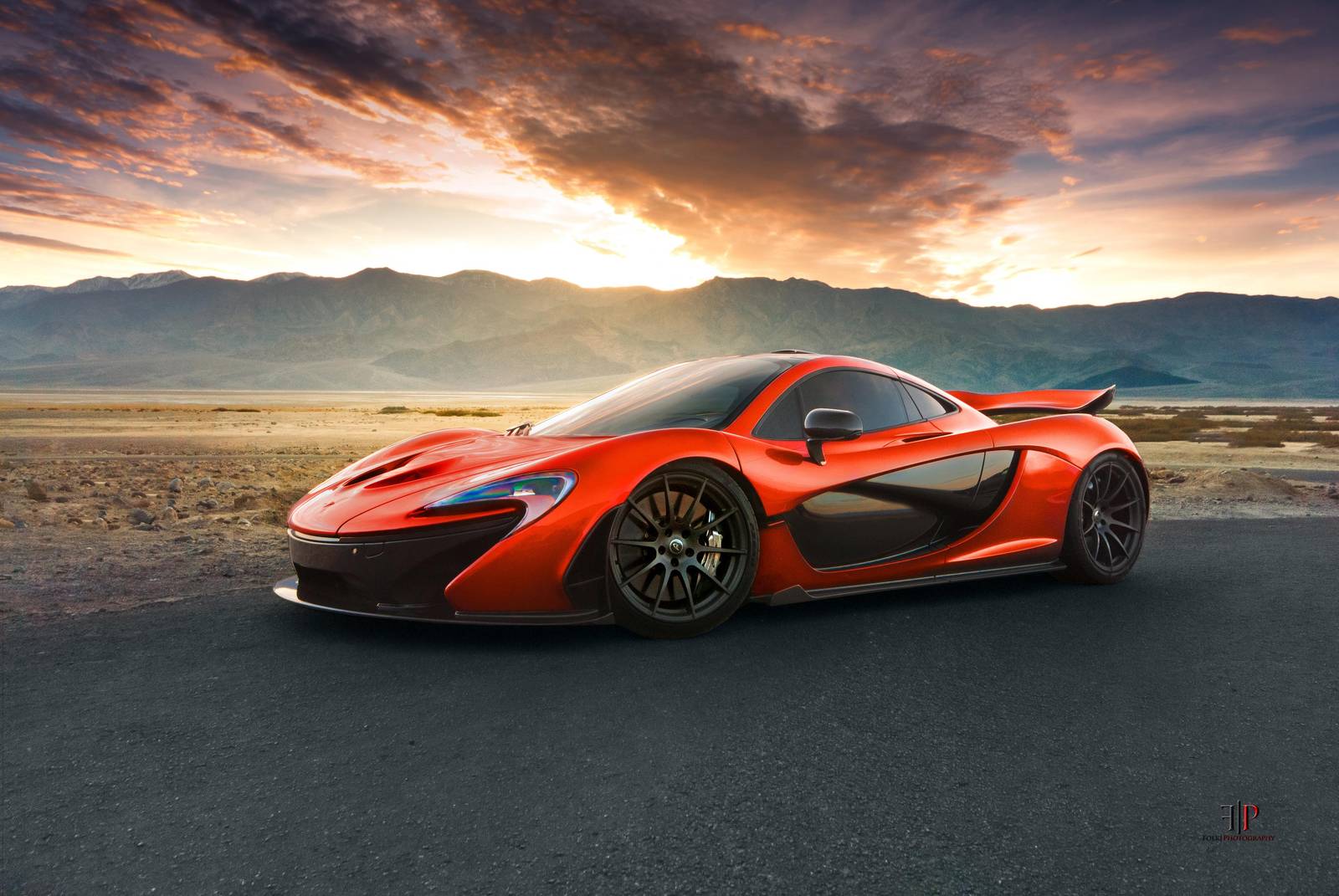McLaren P1 Orange Supercar Desert Sunset Wall Art