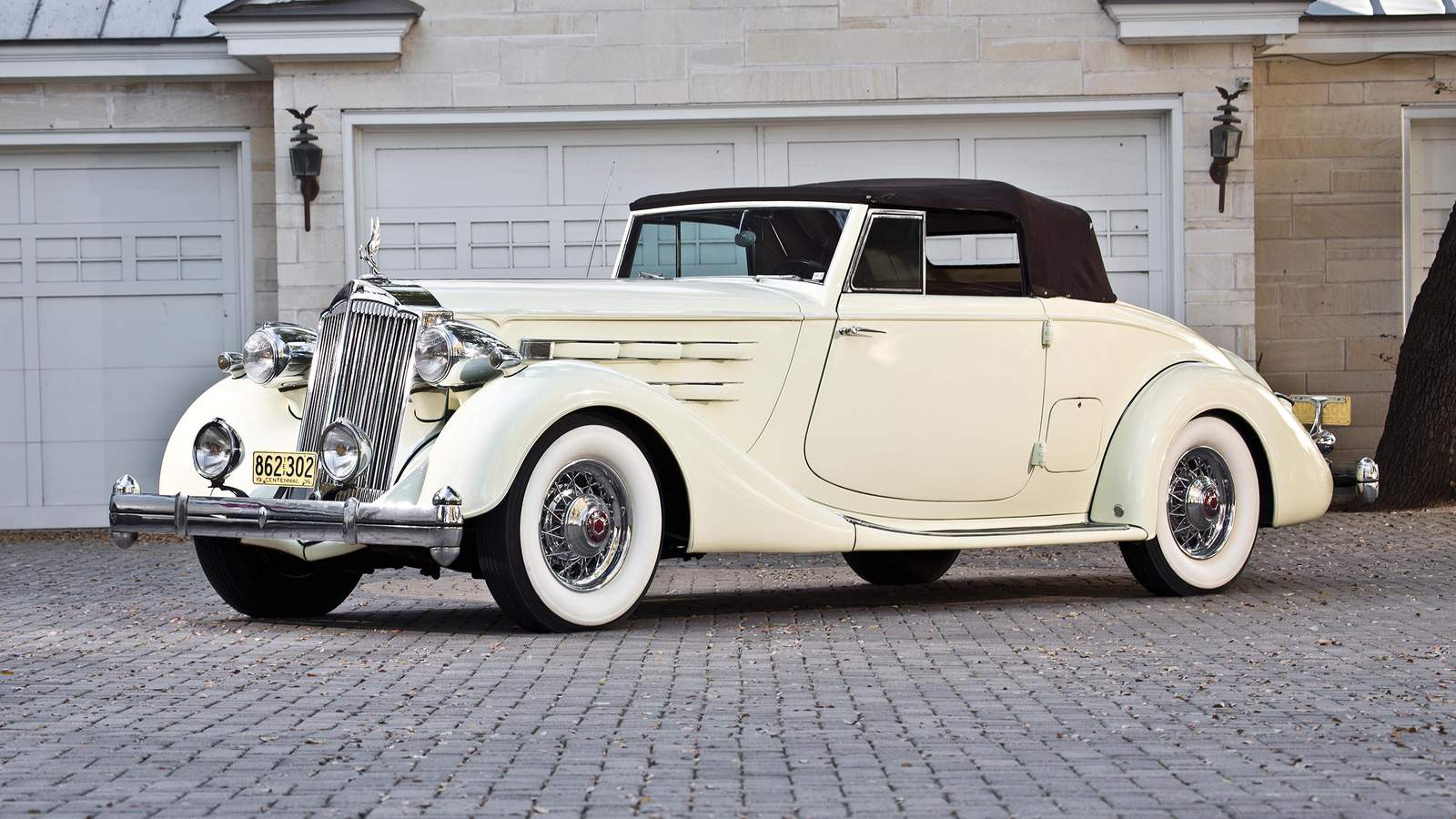 Vintage Cream Convertible Classic Car Wall Art