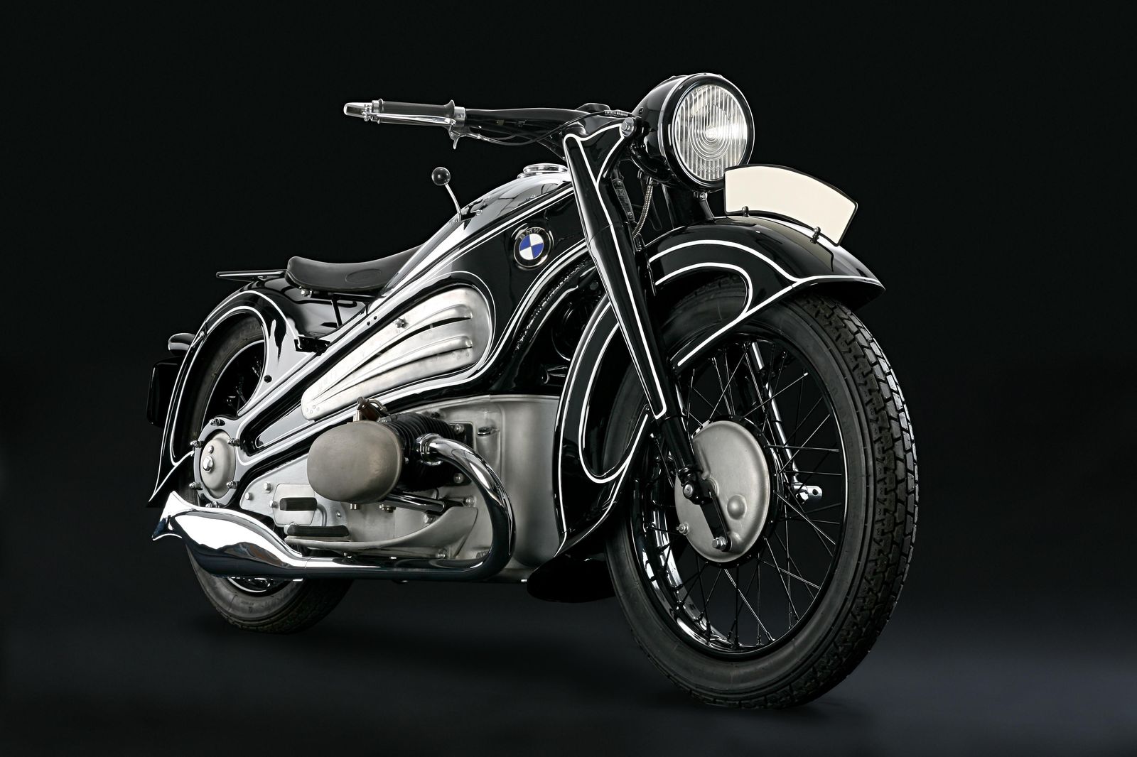 Vintage BMW Motorcycle Black & White Wall Art