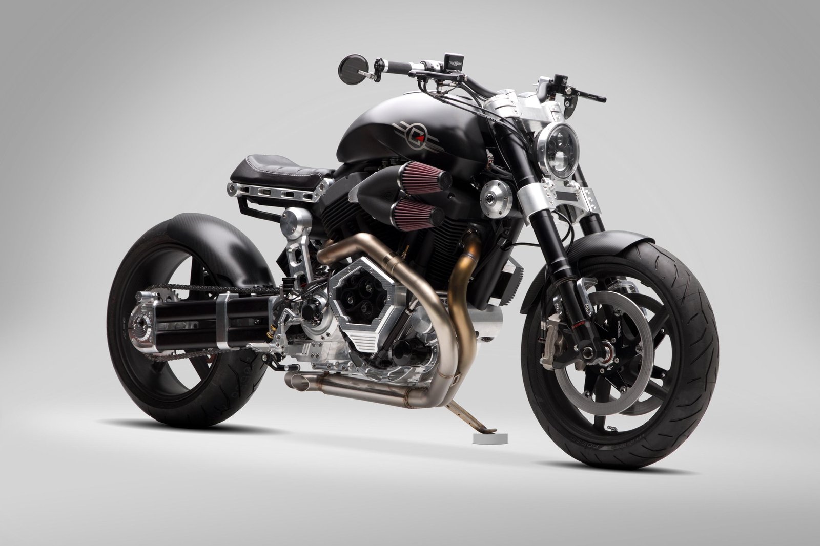 Bold Motorcycle Chrome & Black Wall Art