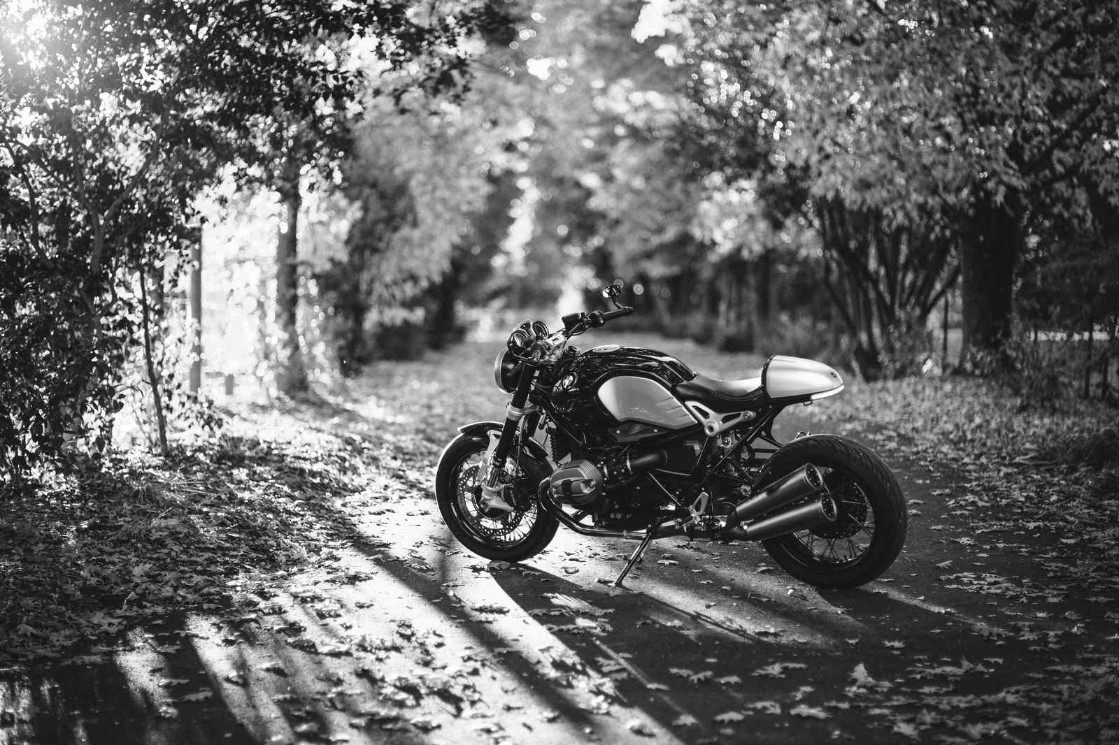 Retro Motorcycle in Autumn Alley Wall Art