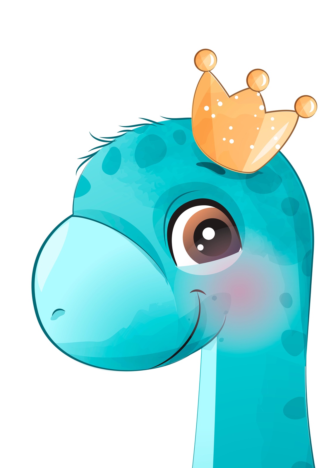 Adorable Blue Dino King Crown Wall Art