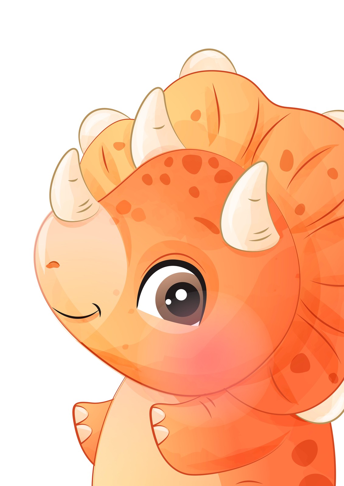 Adorable Orange Triceratops Baby Wall Art
