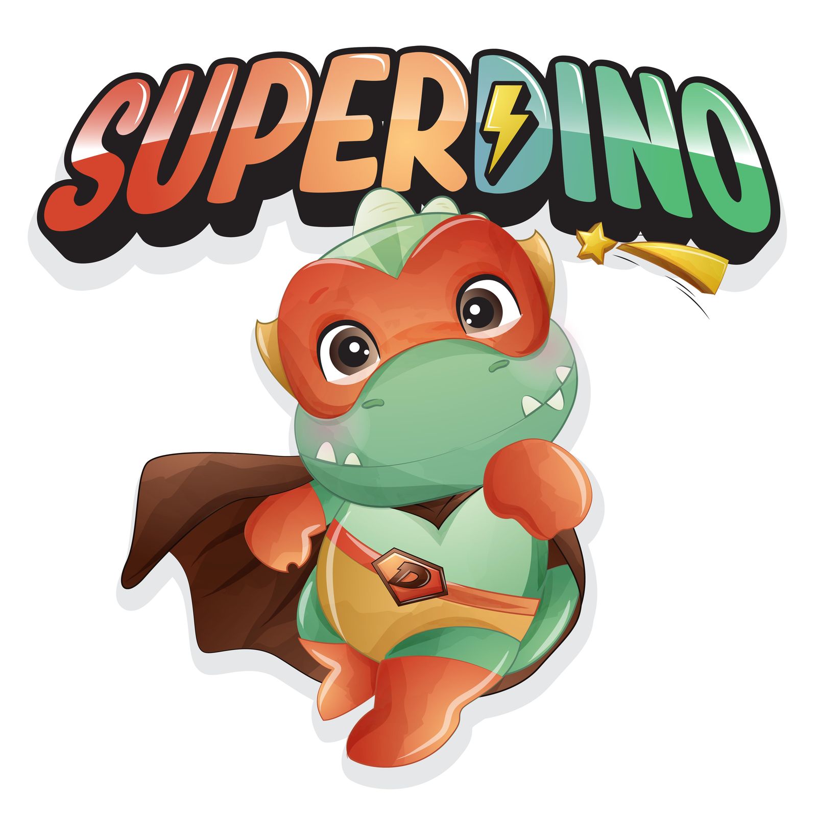 Super Dino Superhero Watercolor Wall Art