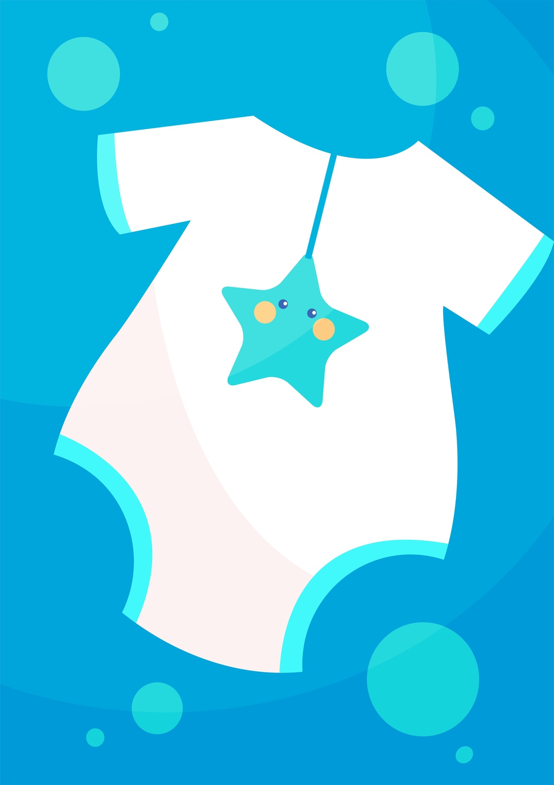Cute Star Baby Onesie Blue Bubbles Wall Art