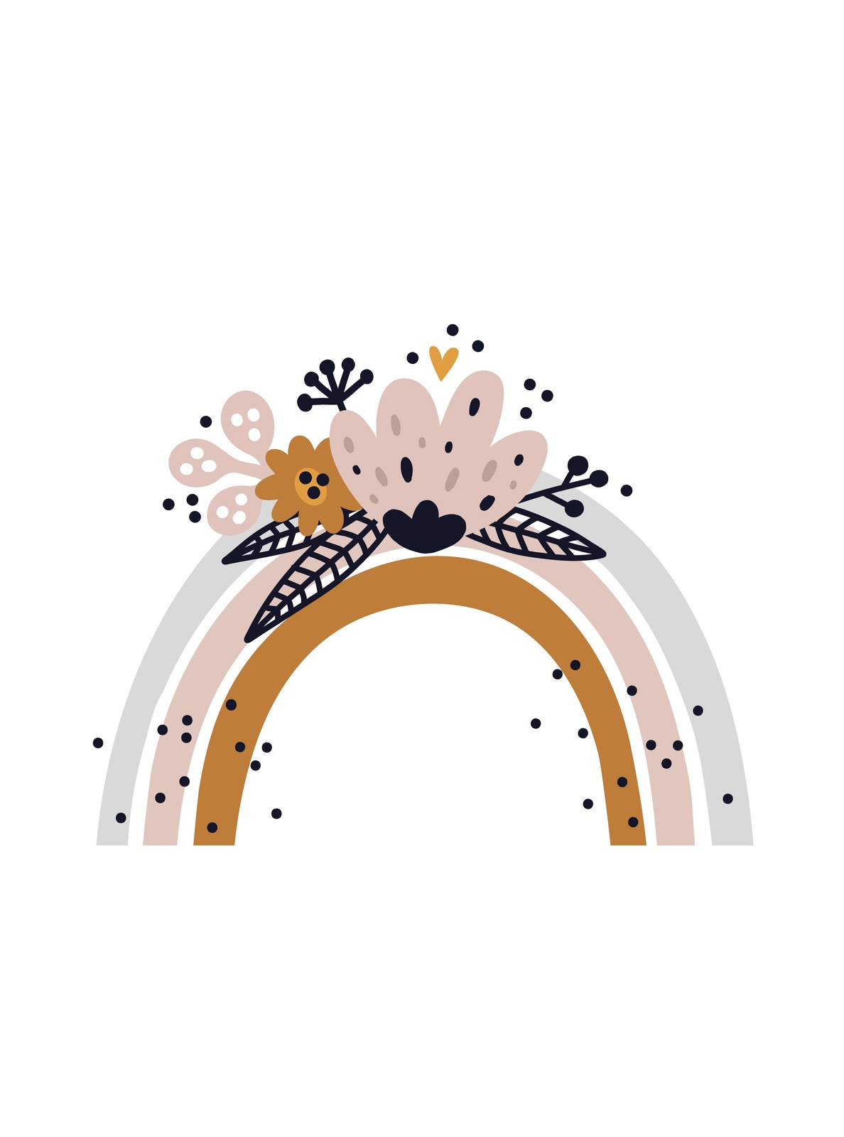 Boho Floral Rainbow Nursery Wall Art