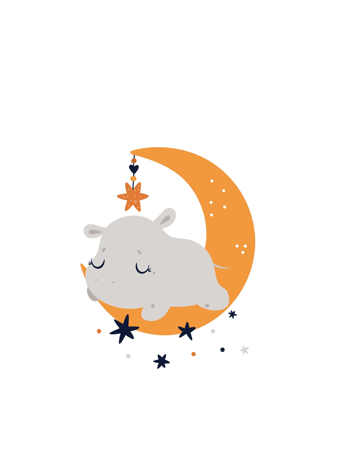 Dreamy Hippo Moon Nursery Wall Art Wall Art