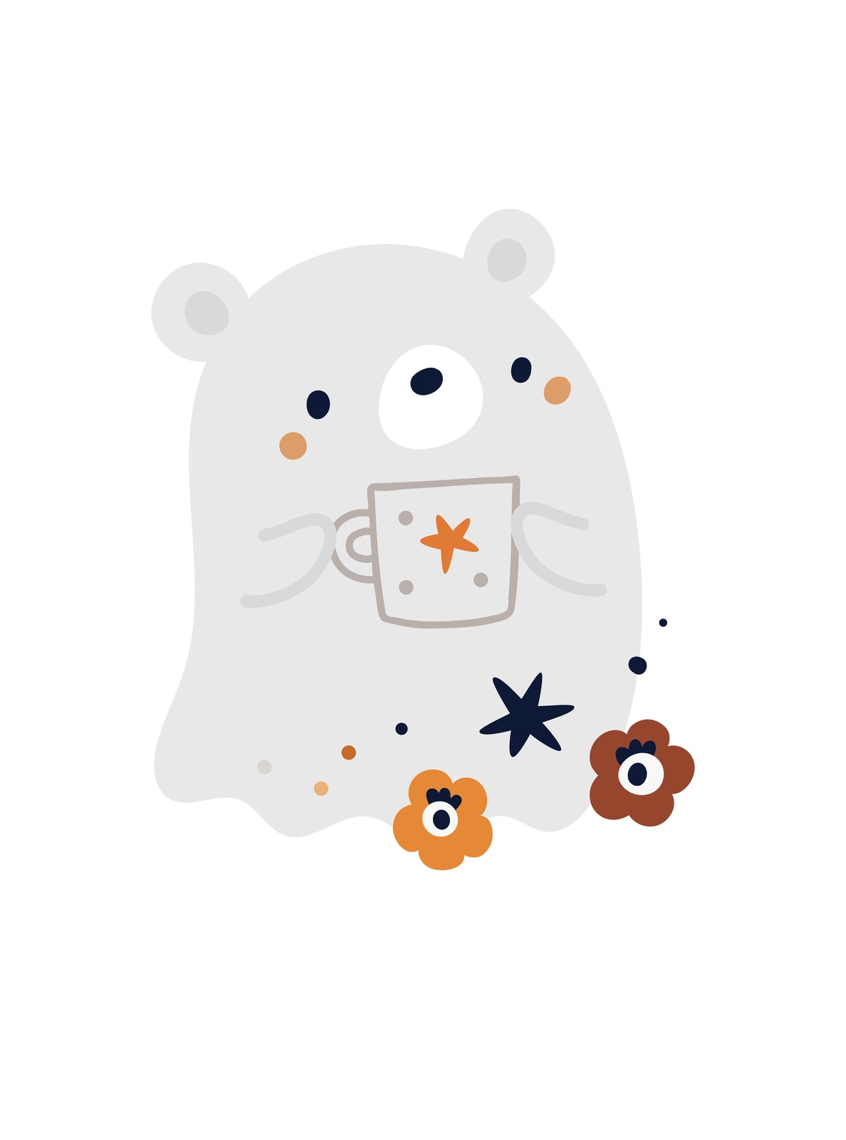 Cute Ghost Bear Cozy Mug Wall Art