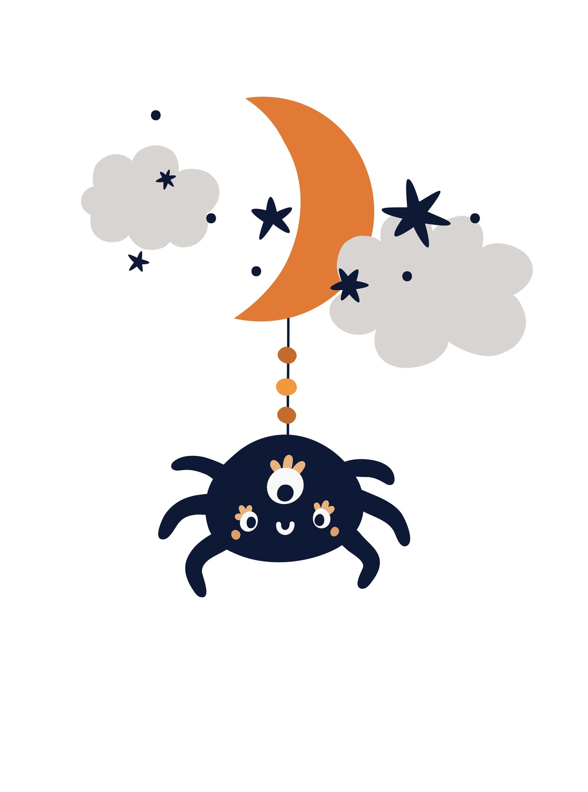 Cute Spider & Moon Boho Nursery Wall Art Wall Art