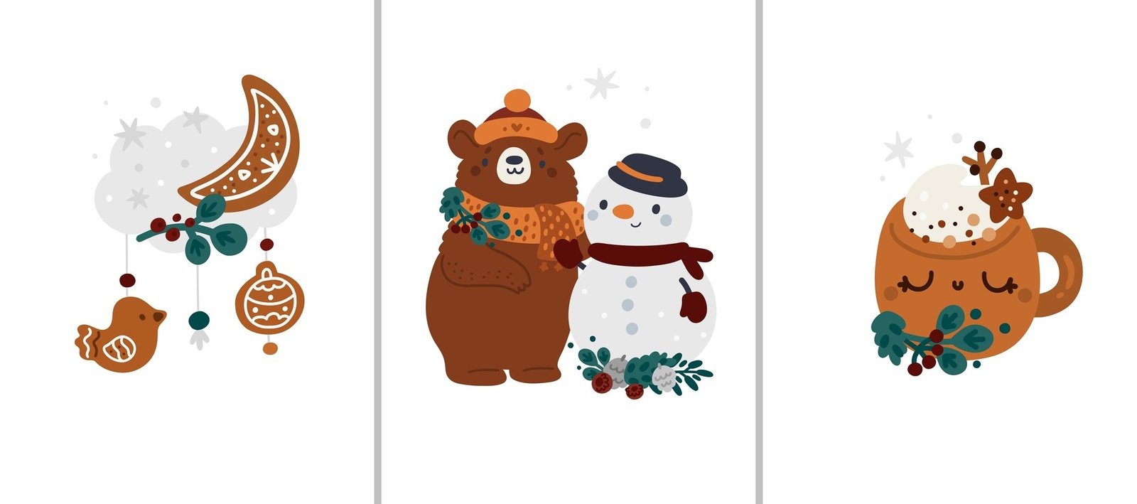 Cozy Winter Friends Gingerbread Art Wall Art