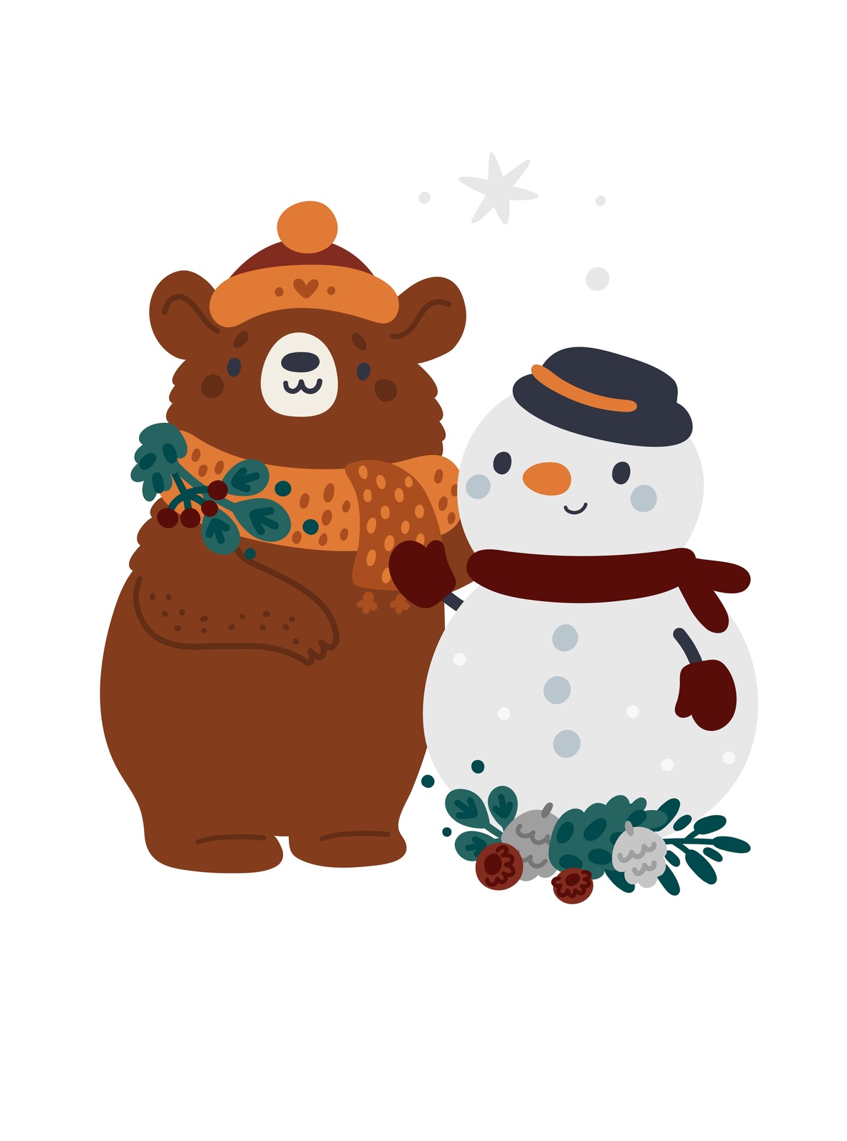 Charming Bear & Snowman Holiday Wall Art