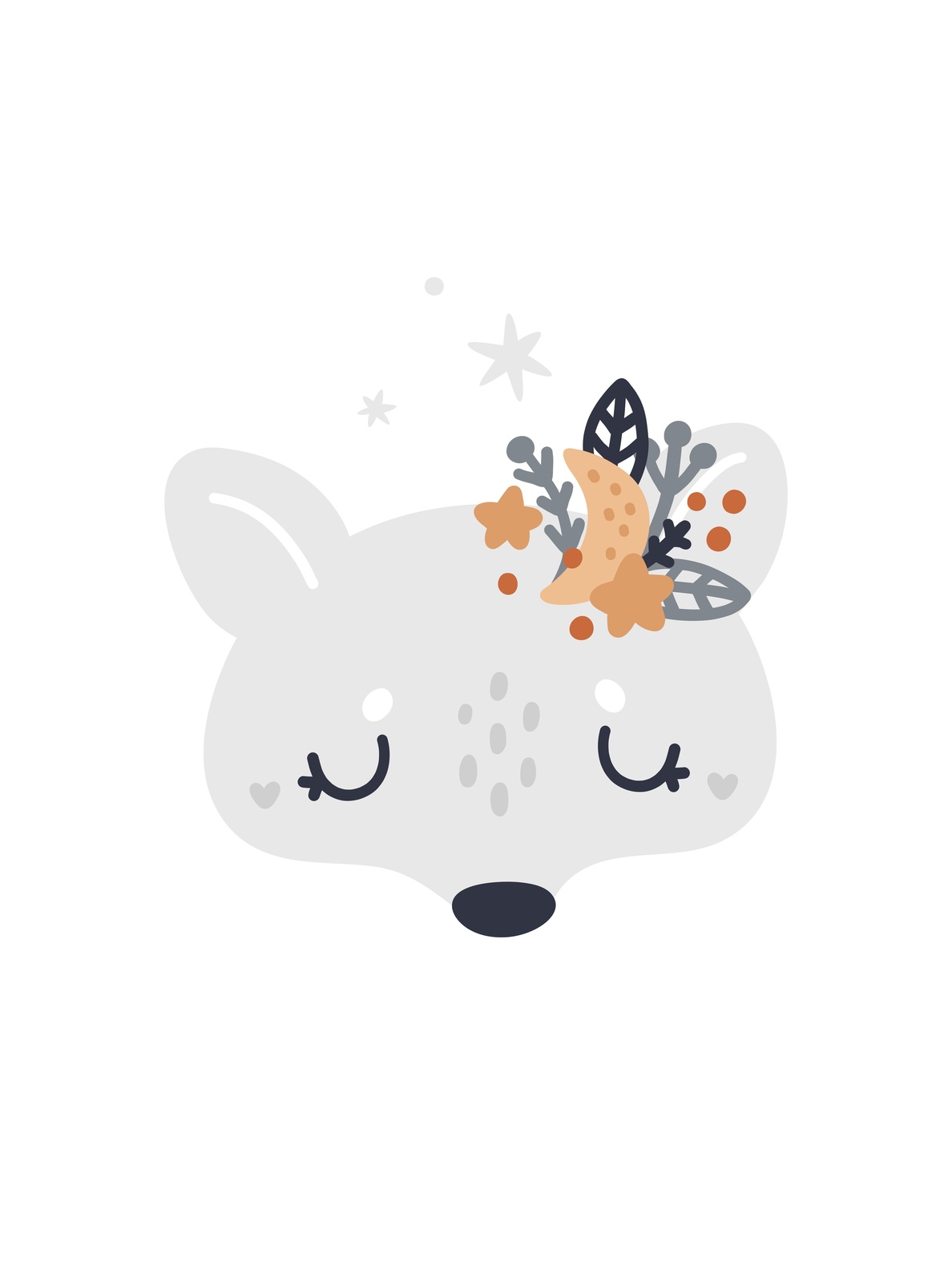 Cute Fox Dreamer Boho Nursery Art Wall Art