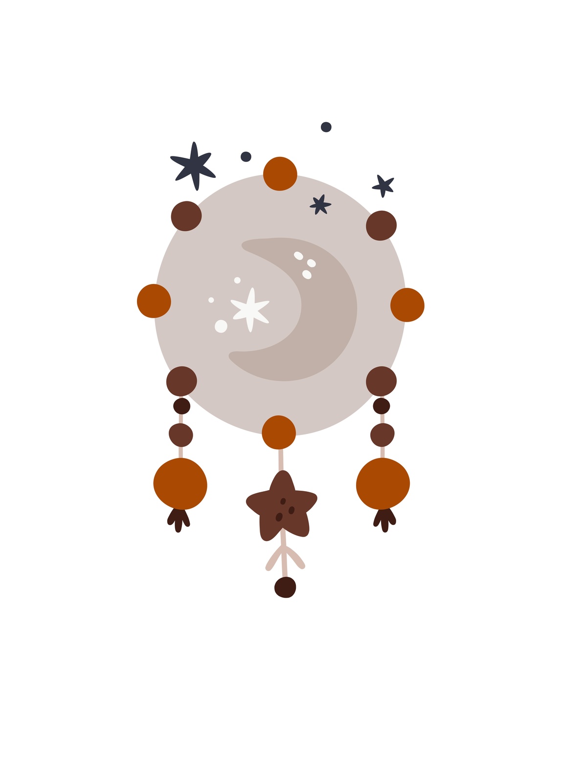 Boho Celestial Moon & Stars Wall Art