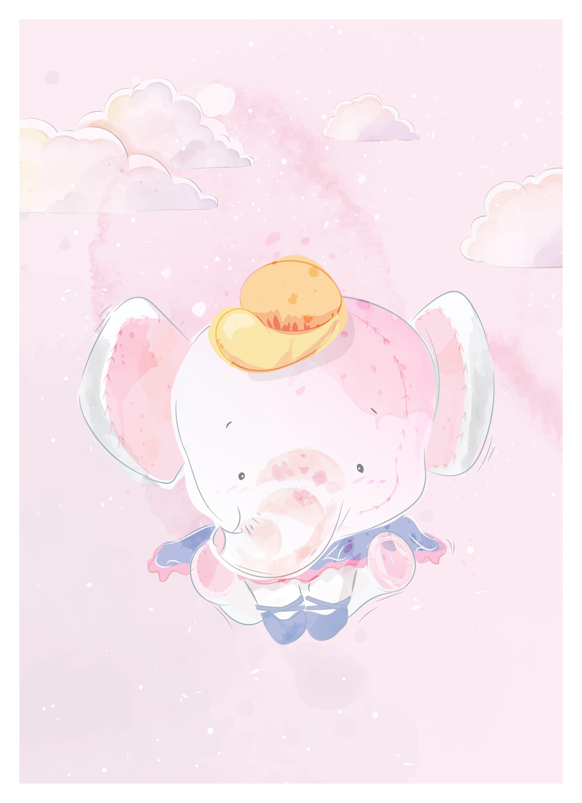 Adorable Flying Elephant Ballet Wall Art