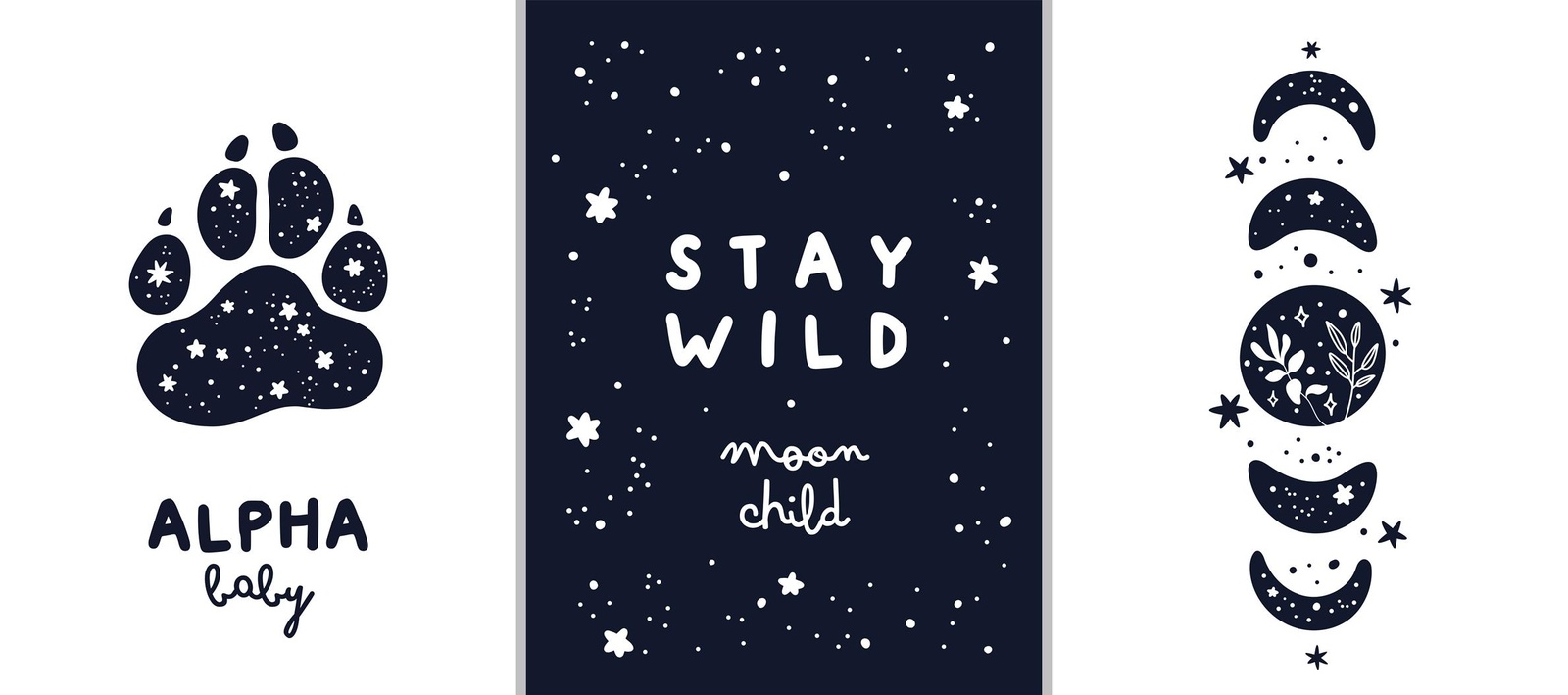 Cosmic Paw & Moon Child Wall Art