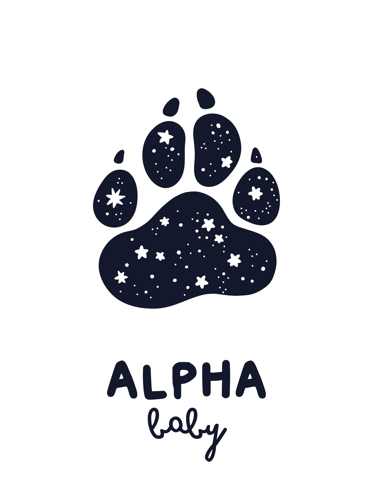 Celestial Paw Print Baby Alpha Wall Art