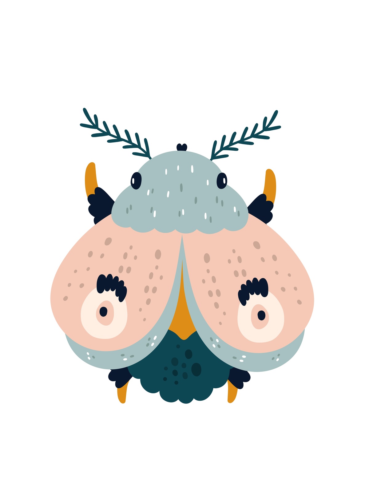Cute Moth Illustration Wall Art