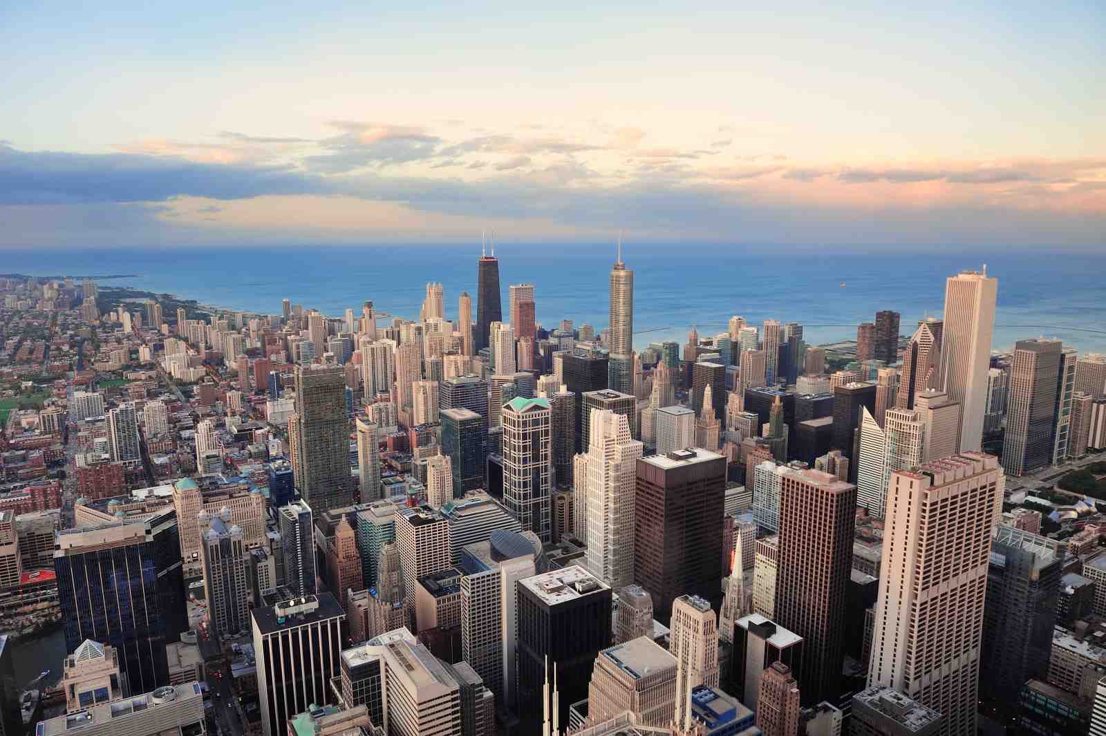 Chicago Skyline Sunset Wall Art