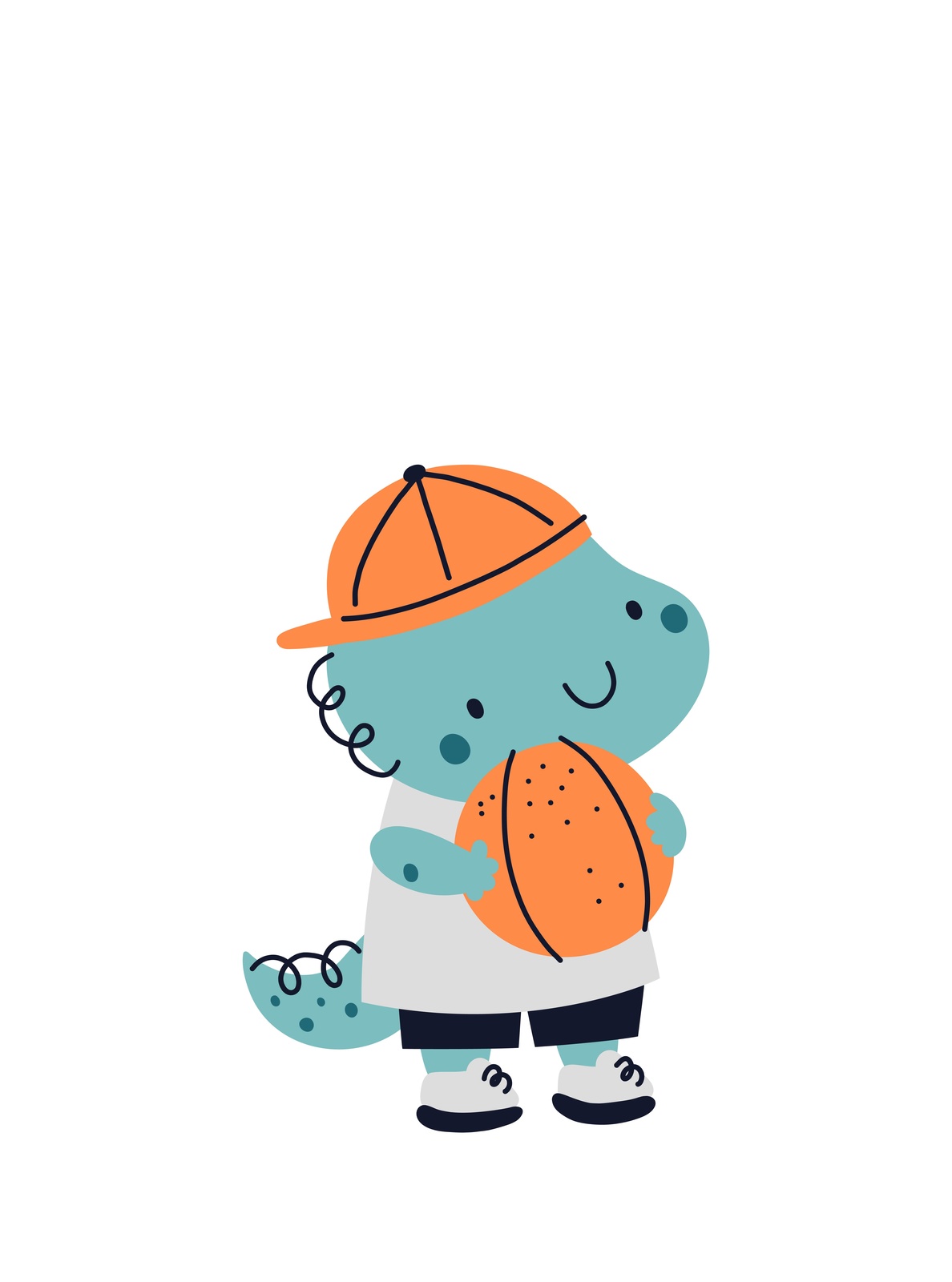 Cute Dinosaur Basketball Player Wall Art