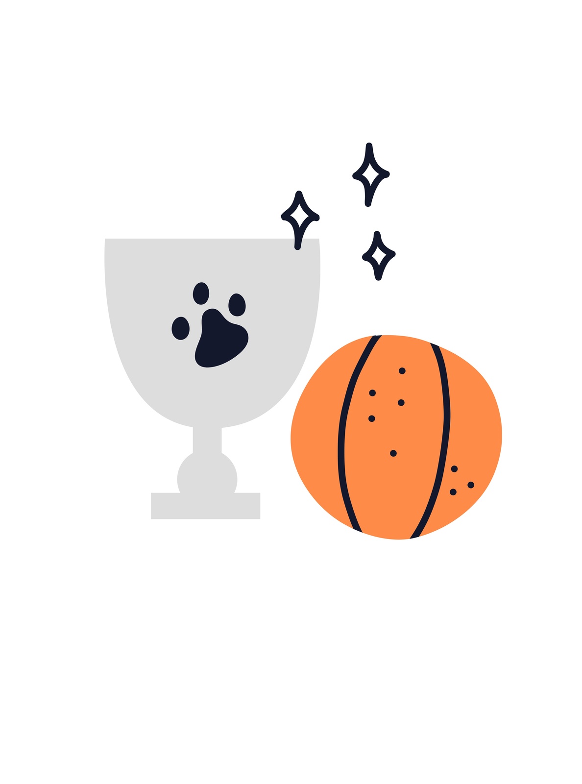 Playful Paw Trophy & Ball Wall Art