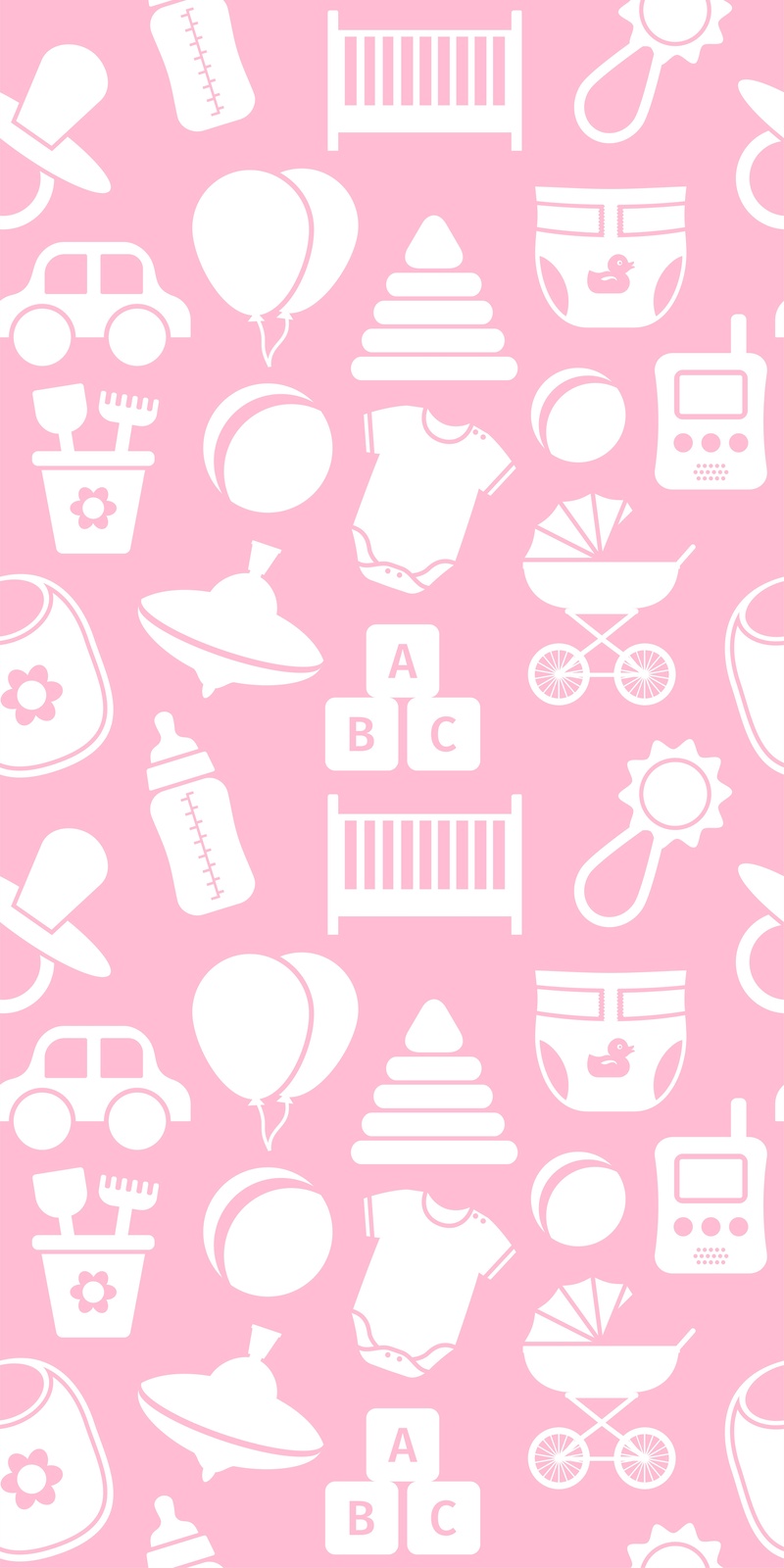 Whimsical Baby Icons Pink Wall Art