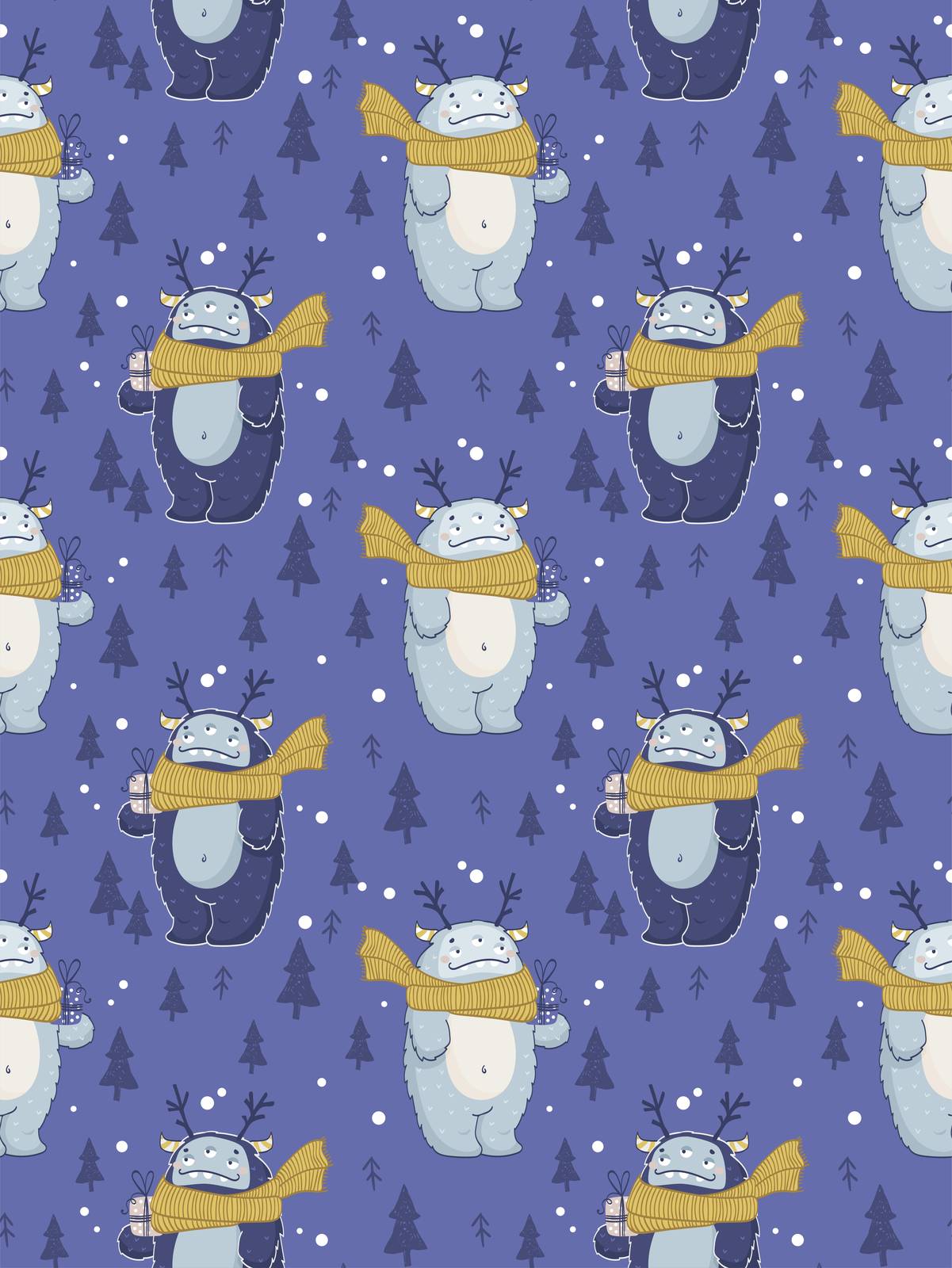 Cute Yeti Gift Holiday Forest Wall Art