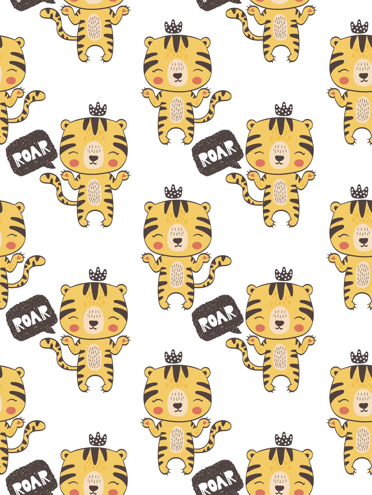 Cute Roaring Tiger King Wall Art for Kids Room