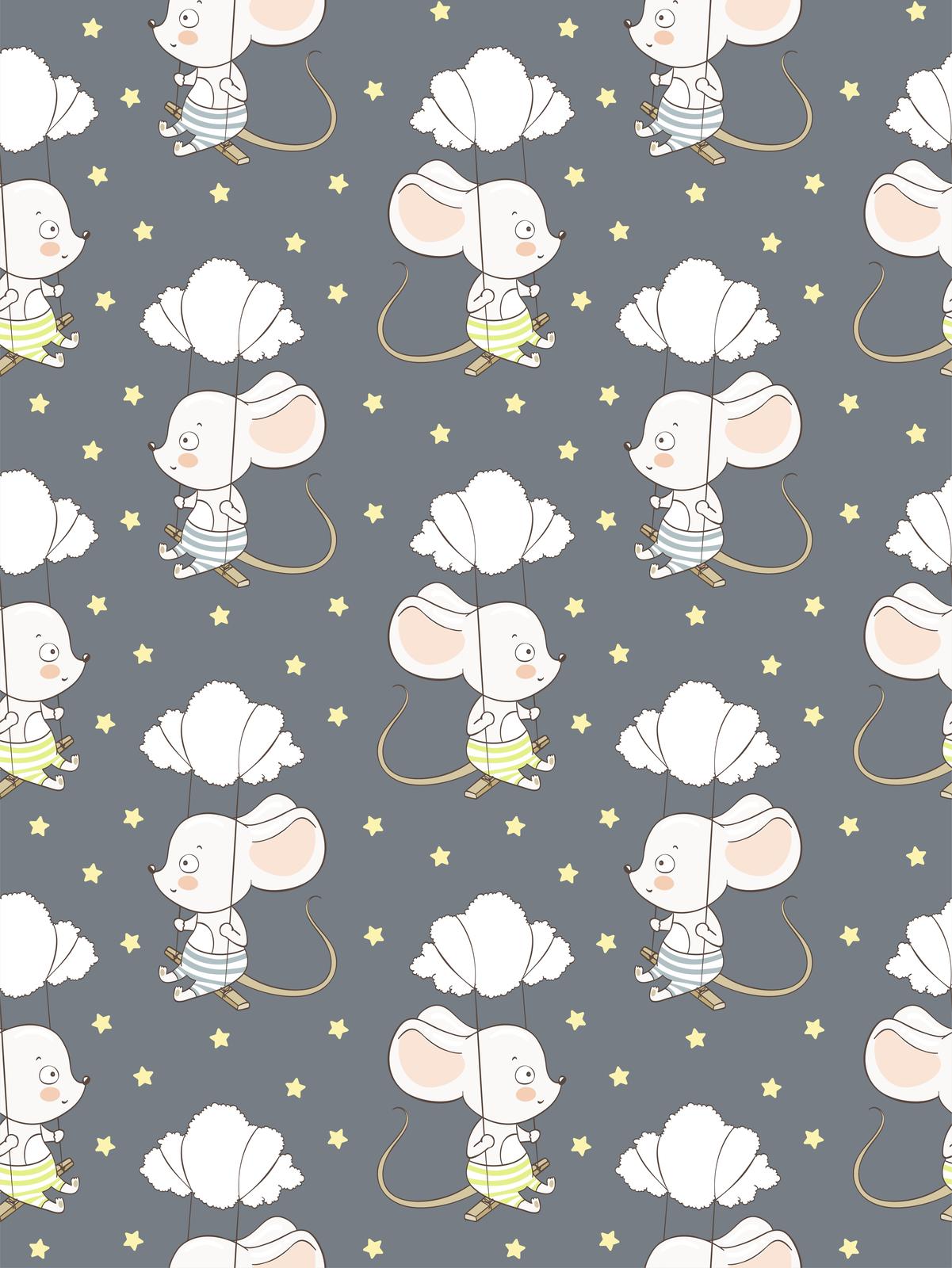 Whimsical Mouse Sky Swing Wall Art