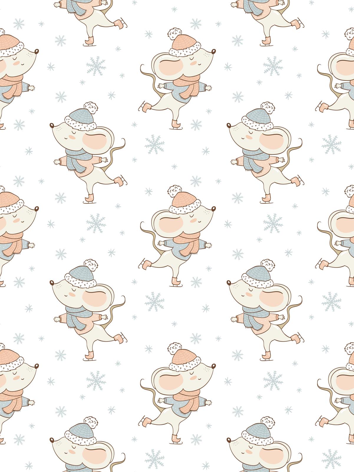 Charming Skating Mice Winter Whimsy Wall Art