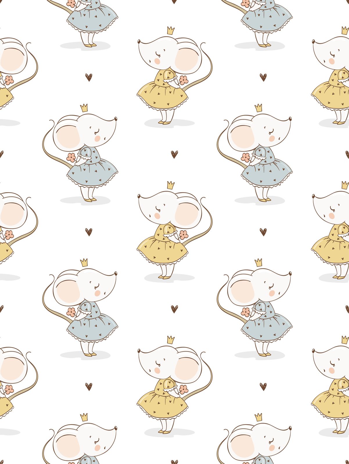 Adorable Mouse Princesses Cute Nursery Art Wall Art