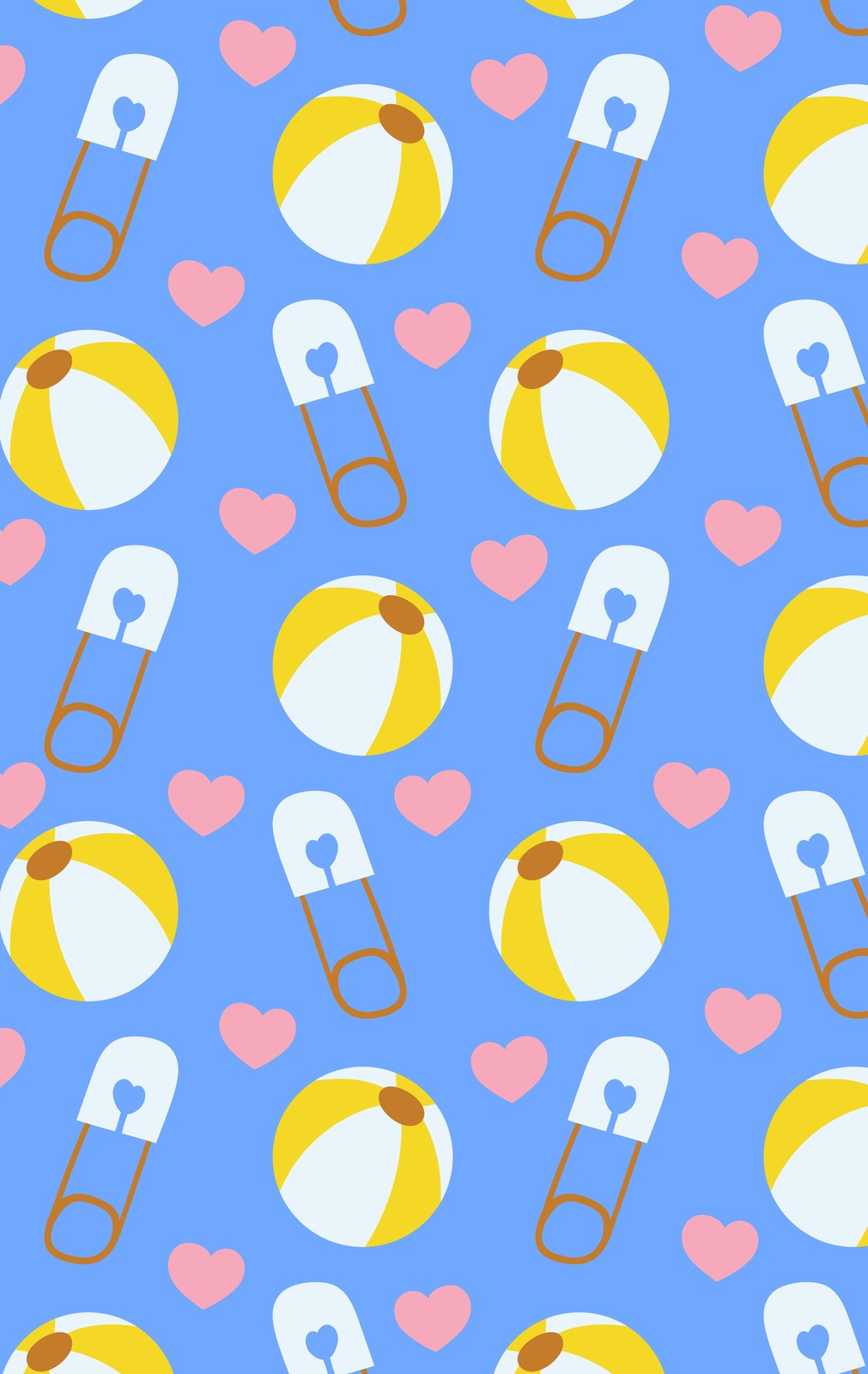 Cute Baby & Beach Ball Pattern Wall Art
