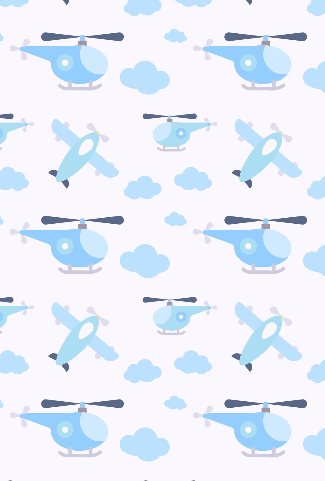 Cute Sky Adventure Helicopter & Plane Wall Art