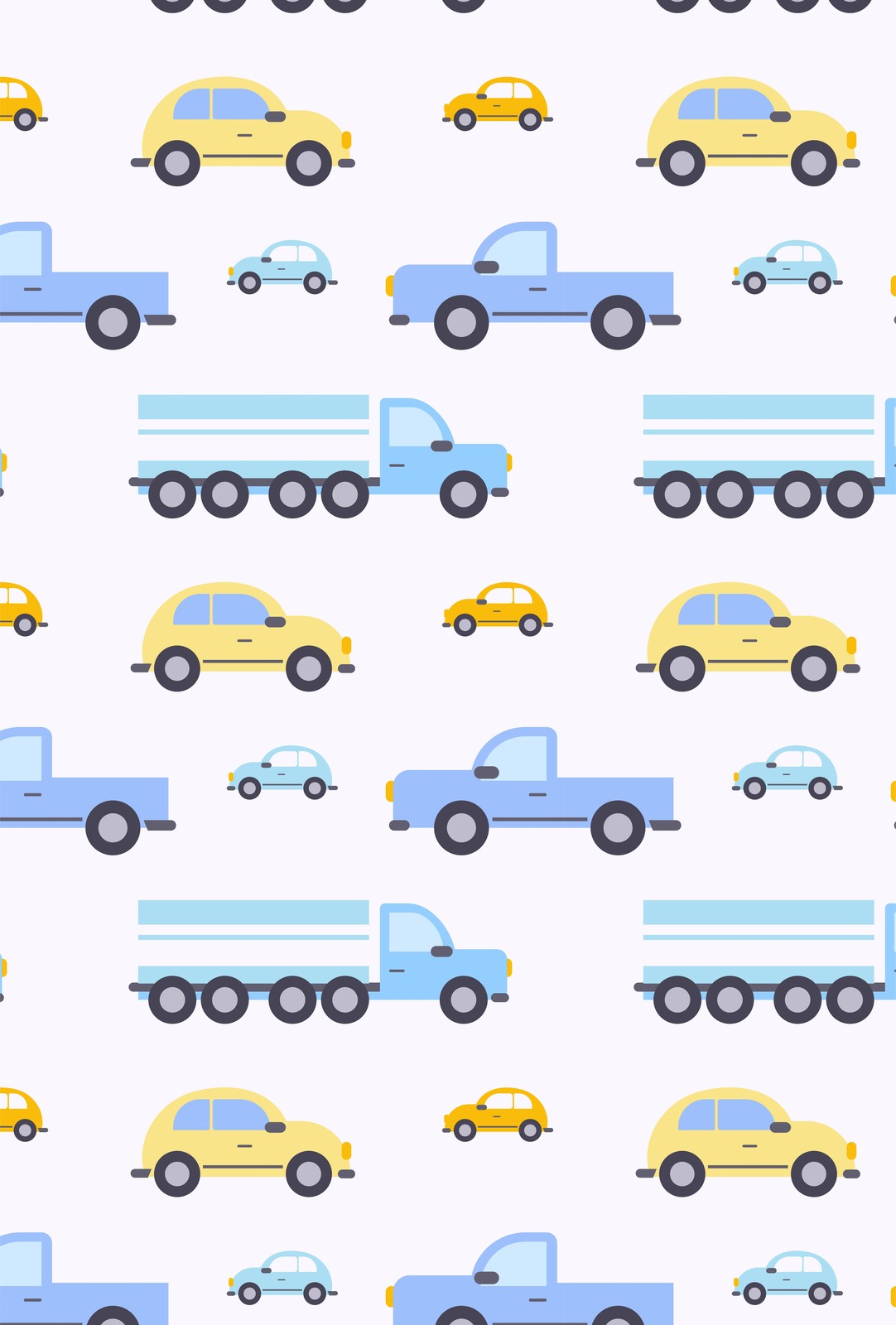 Cute Cars & Trucks Playful Pattern Wall Art