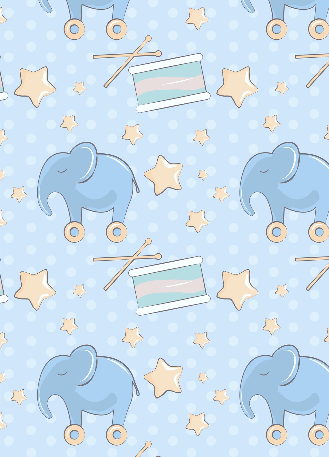 Cute Baby Elephant & Drum Nursery Art Wall Art