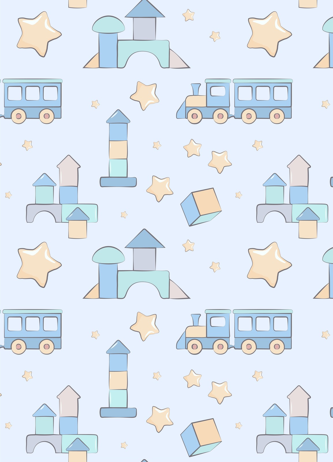Whimsical Train & Stars Baby Room Wall Art