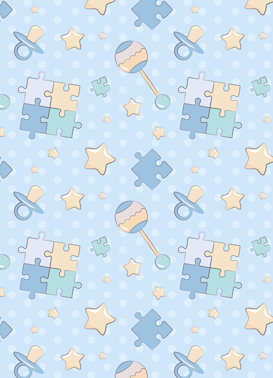 Adorable Baby Toys & Stars Pattern Wall Art