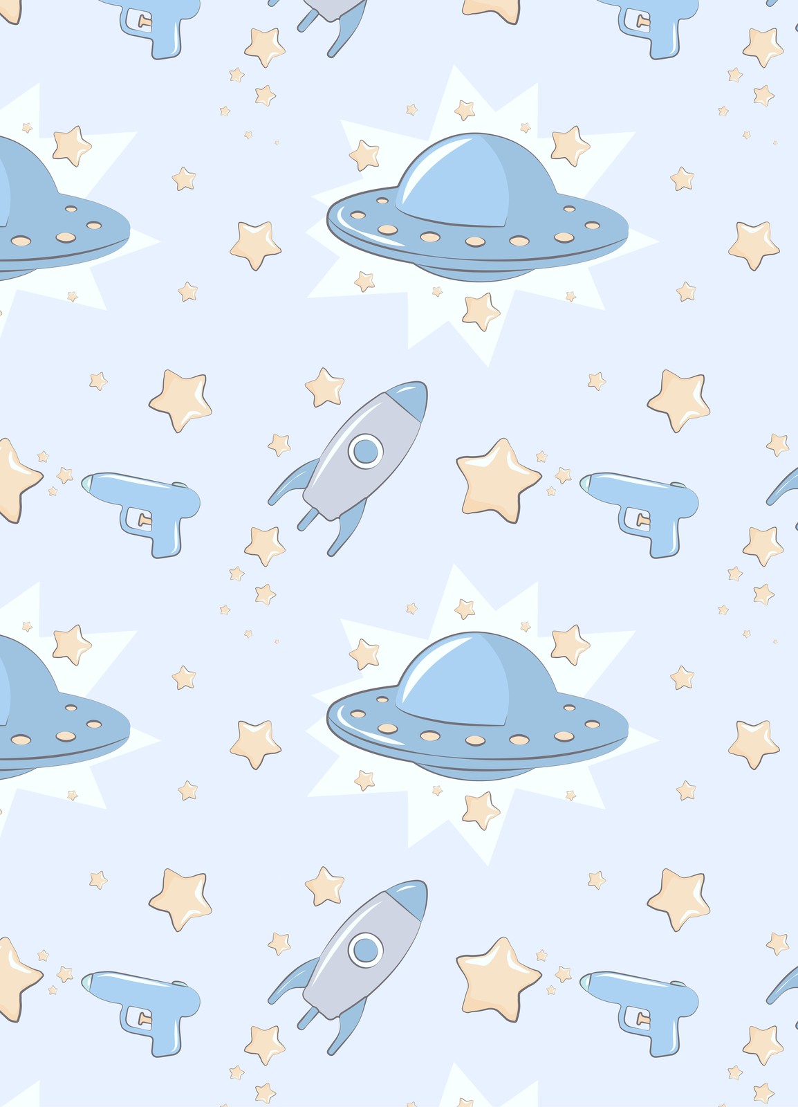 Cute Space Adventure Rocket & UFO Wall Art