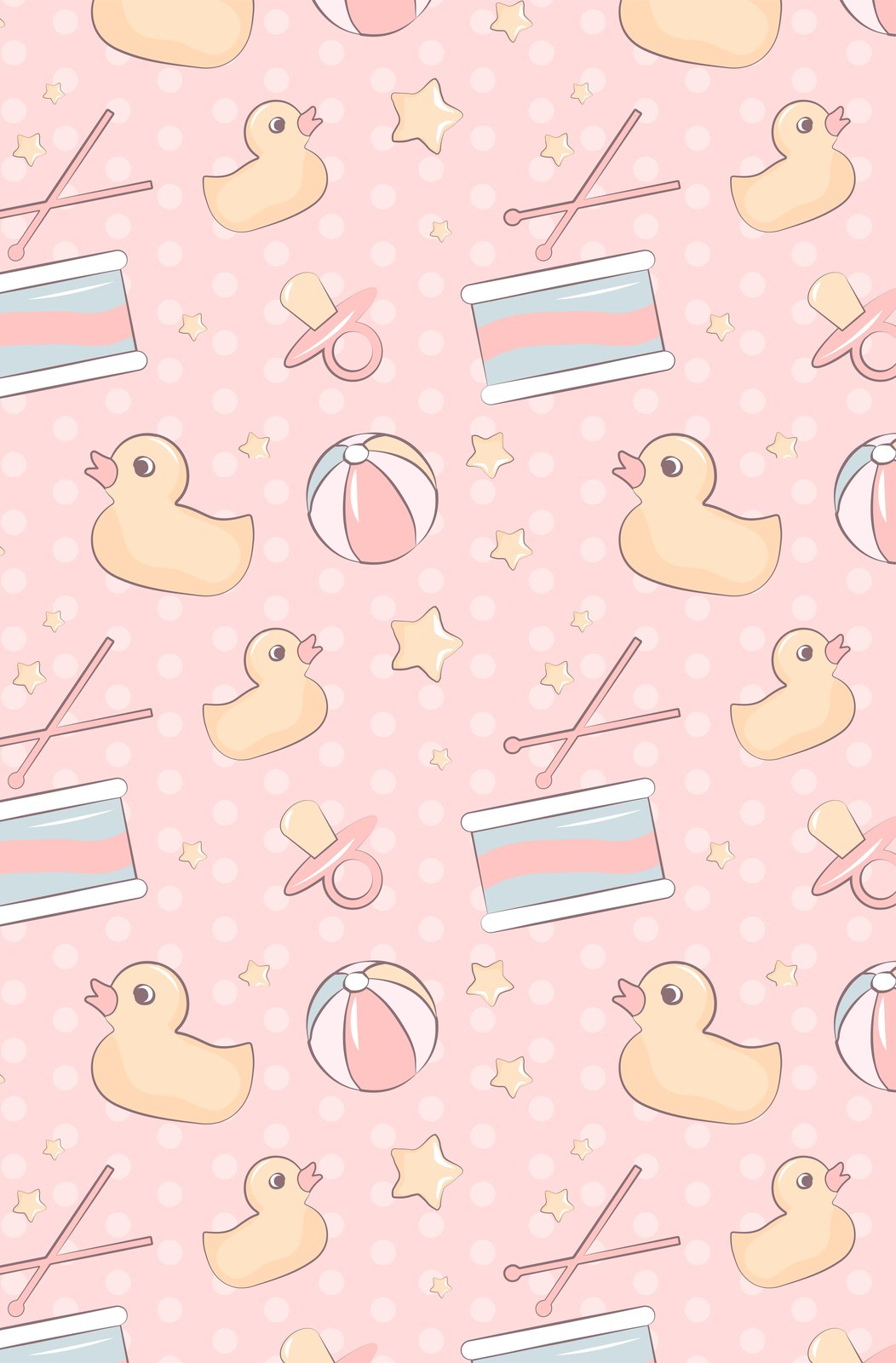 Cute Baby Toys Pink Pattern Wall Art