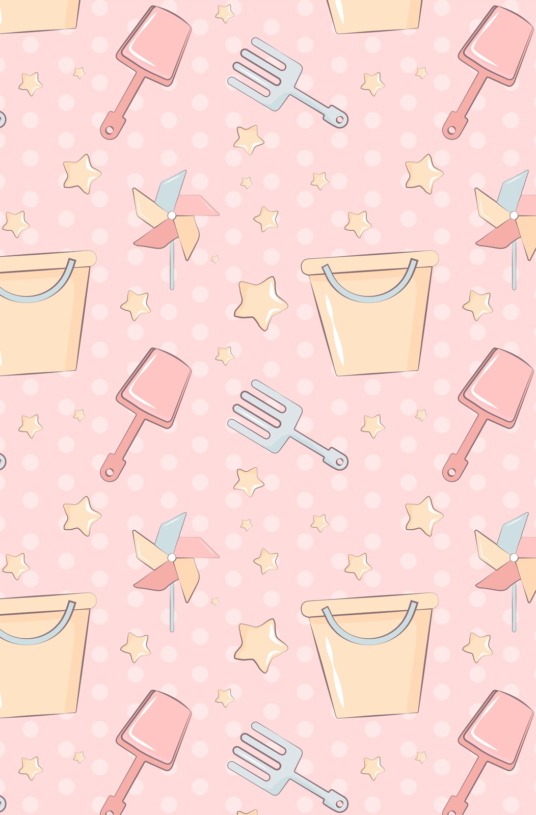 Kawaii Beach Toys Pink Wall Art