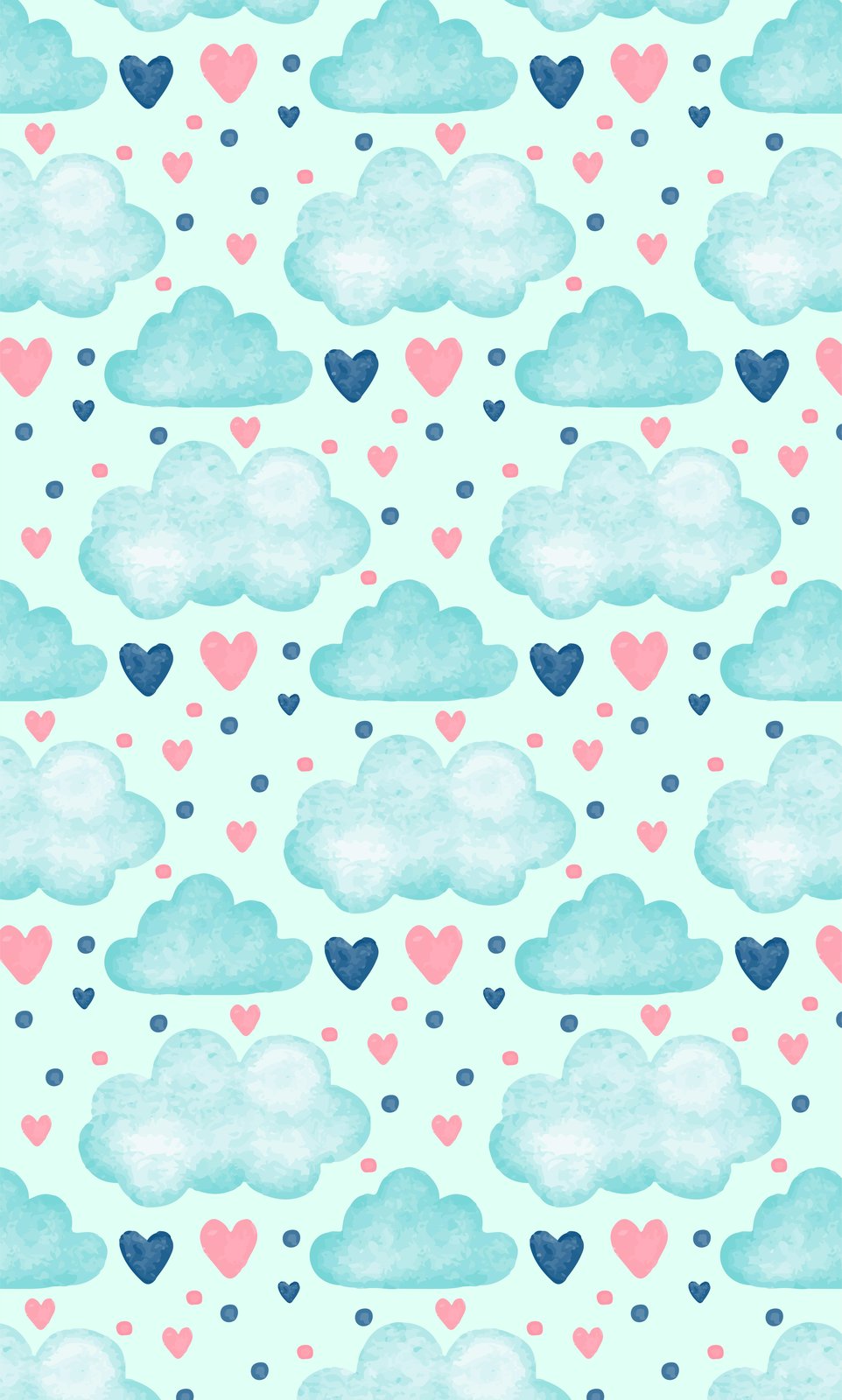 Whimsical Cloud & Heart Pattern Wall Art