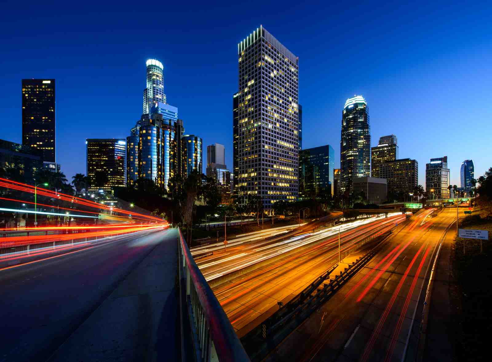 Dynamic LA Skyline at Night Wall Art