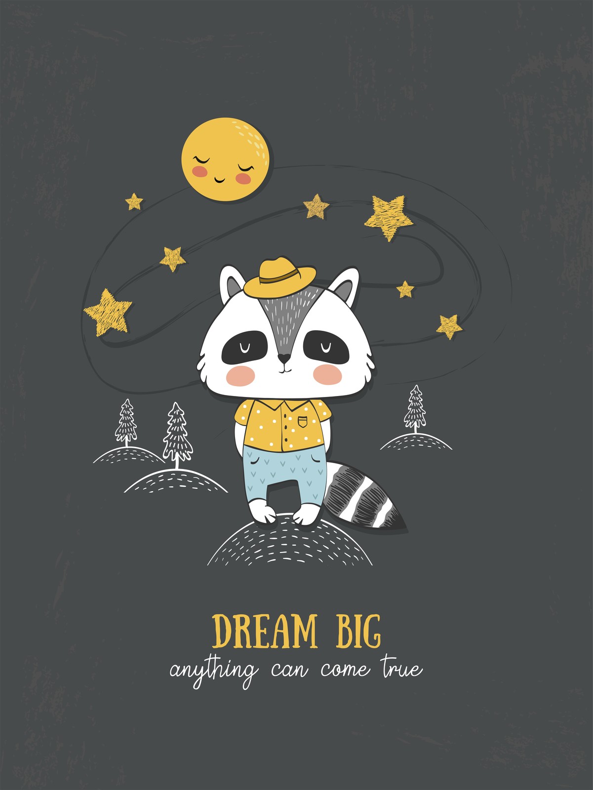 Cute Raccoon Dream Big Wall Art Wall Art