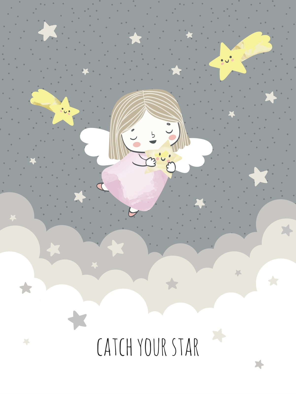 Dreamy Angel & Stars Wall Art