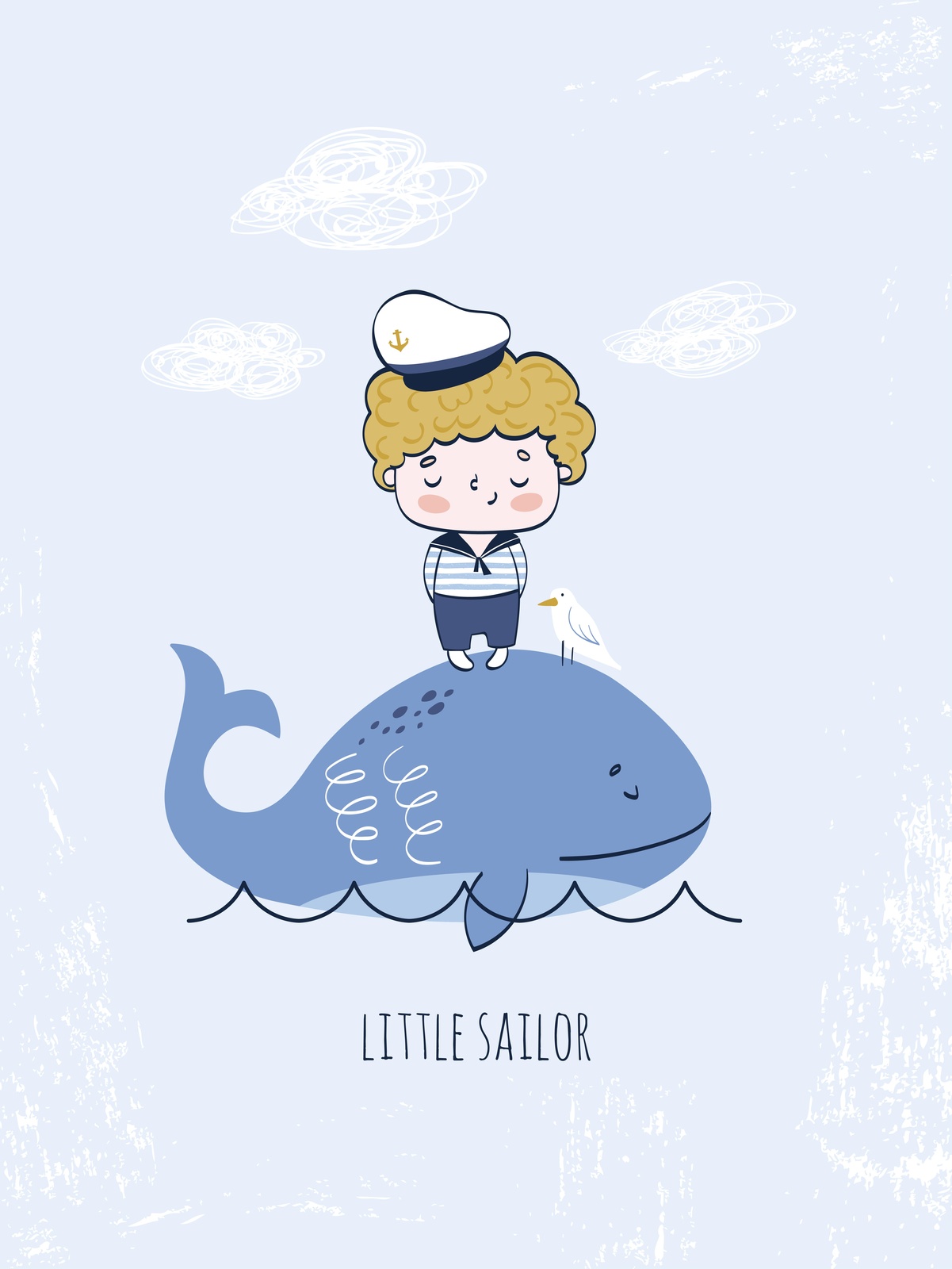 Little Sailor & Whale Wall Art - Nautical Nursery Art